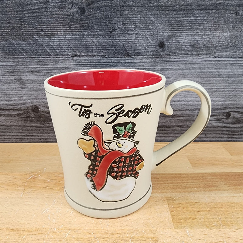 Load image into Gallery viewer, Buffalo Check Snowman Holiday 16 oz Mug and Ornament Set Ceramic Blue Sky
