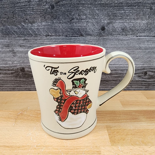 Buffalo Check Snowman Holiday 16 oz Mug and Ornament Set Ceramic Blue Sky