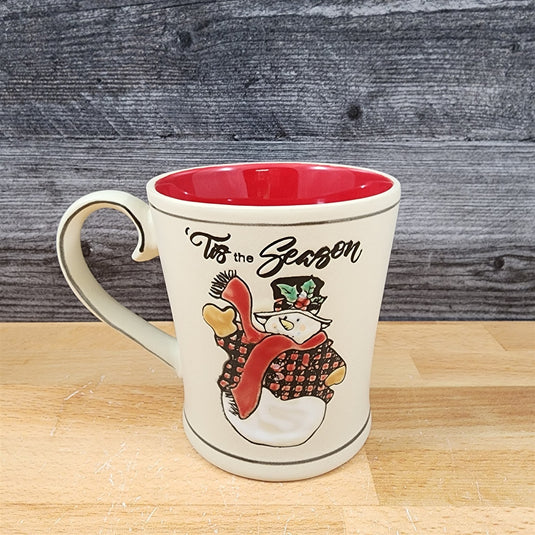 Buffalo Check Snowman Holiday 16 oz Mug and Ornament Set Ceramic Blue Sky