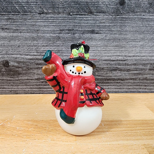 Buffalo Check Snowman Holiday 16 oz Mug and Ornament Set Ceramic Blue Sky