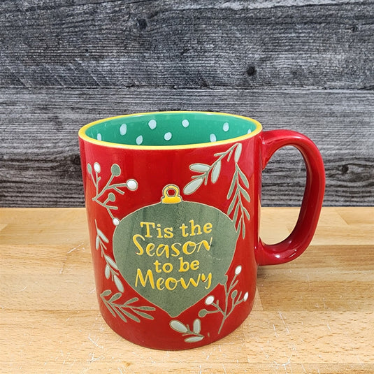 Holiday Cat Mug & Ornament Gift Box Set Red Green Christmas Ceramic Blue Sky