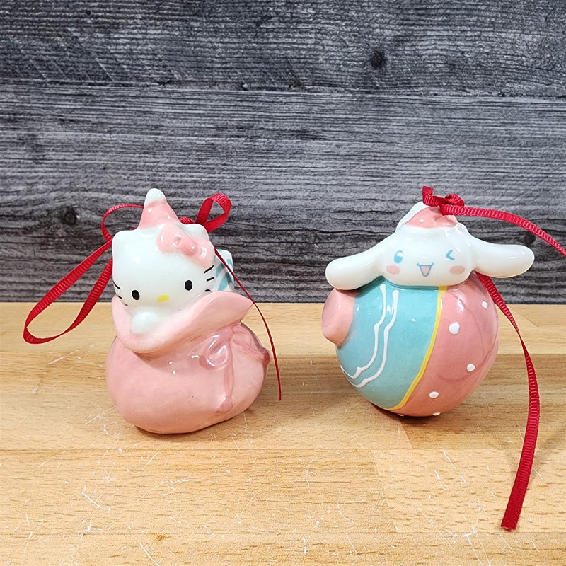 Load image into Gallery viewer, Hello Kitty and Cinnamoroll Christmas Ornament Gift Box Set Ceramic Blue Sky
