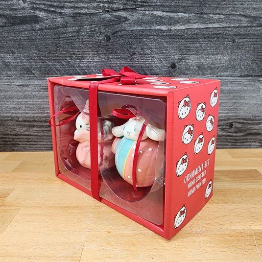 Hello Kitty and Cinnamoroll Christmas Ornament Gift Box Set Ceramic Blue Sky