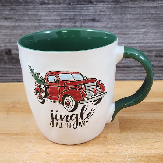 Christmas Red Truck Mug & Matching Ornament Set Holiday with Gift Box Blue Sky