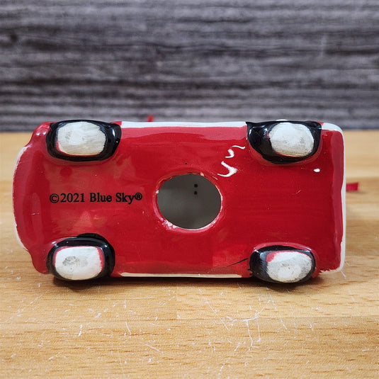 Christmas Fire Truck Mug & Matching Ornament Set Holiday with Gift Box Blue Sky