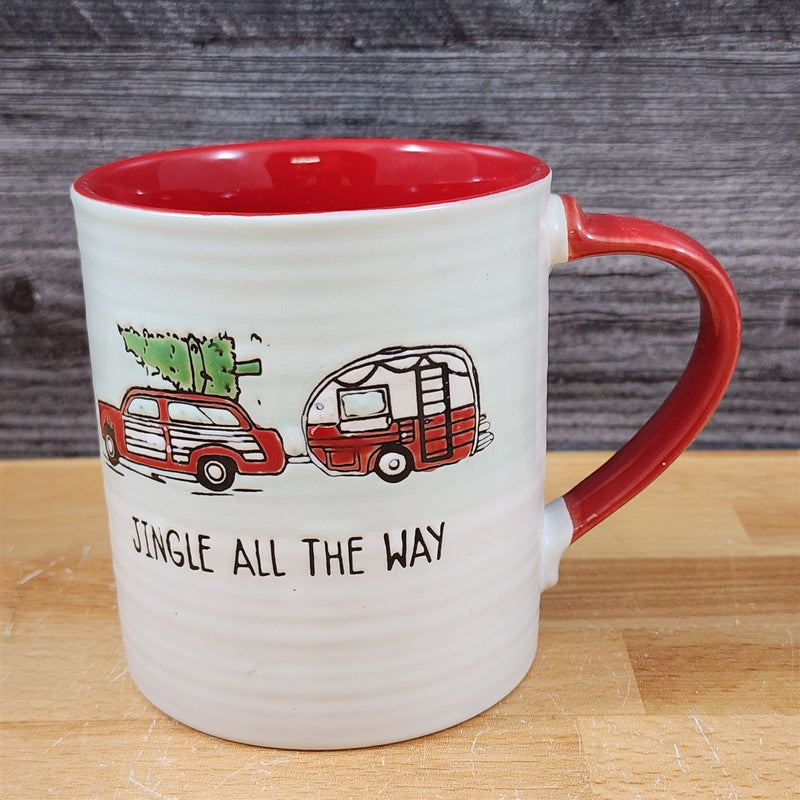 Load image into Gallery viewer, Retro Christmas Car Mug &amp; Matching Ornament Set Holiday with Gift Box Blue Sky
