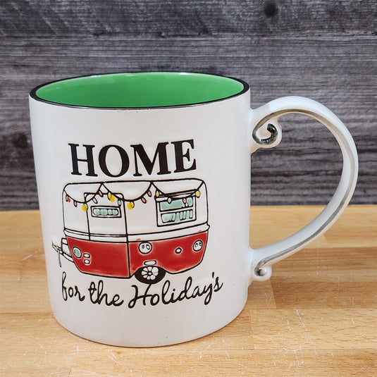 Retro Christmas Camper Mug & Matching Ornament Set Holiday & Gift Box Blue Sky