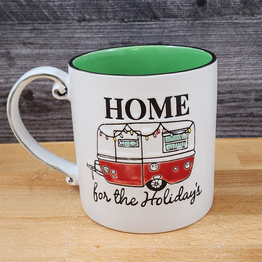 Retro Christmas Camper Mug & Matching Ornament Set Holiday & Gift Box Blue Sky