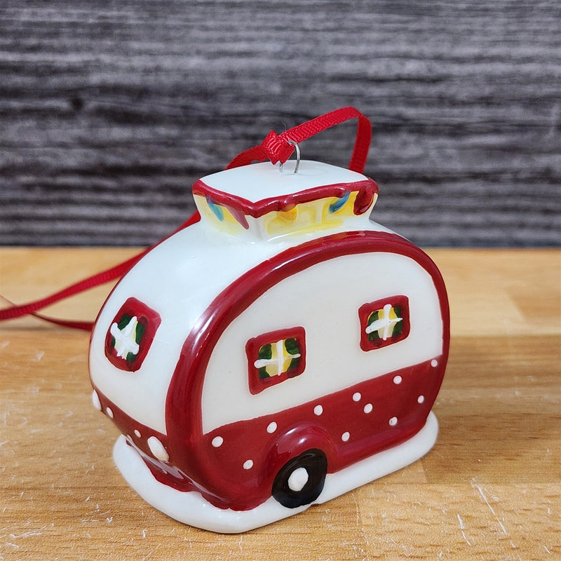 Load image into Gallery viewer, Retro Christmas Camper Mug &amp; Matching Ornament Set Holiday &amp; Gift Box Blue Sky
