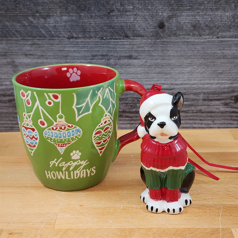 Load image into Gallery viewer, Retro Christmas Mug &amp; Dog Ornament Set Holiday with Gift Box Blue Sky
