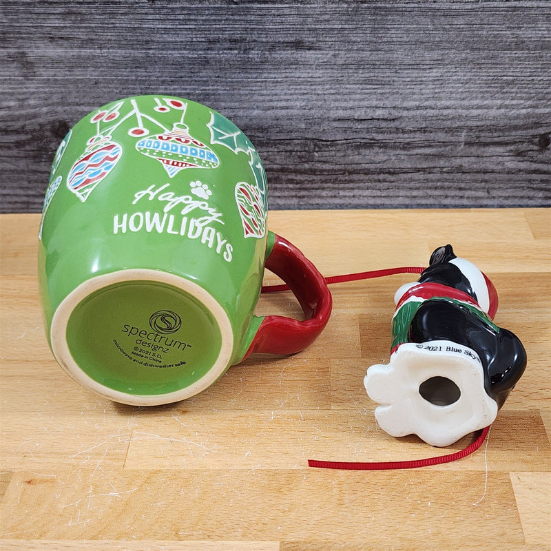 Load image into Gallery viewer, Retro Christmas Mug &amp; Dog Ornament Set Holiday with Gift Box Blue Sky
