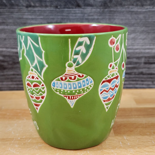 Retro Christmas Mug & Dog Ornament Set Holiday with Gift Box Blue Sky