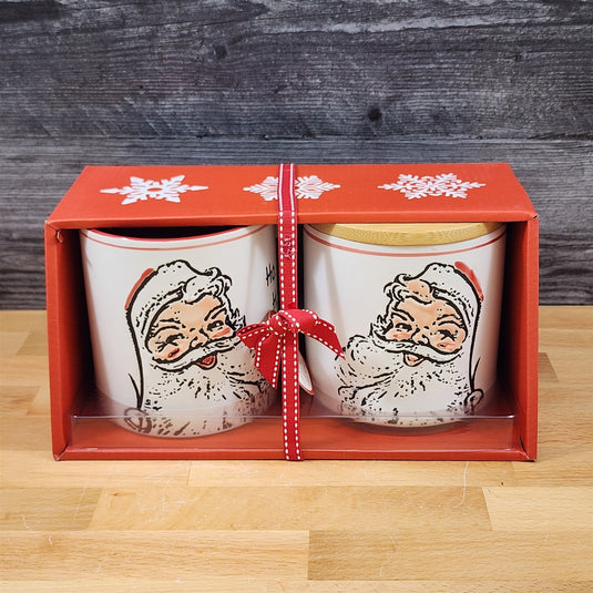 Christmas Santa Claus Mug & Matching Canister Set & Holiday Gift Box Blue Sky