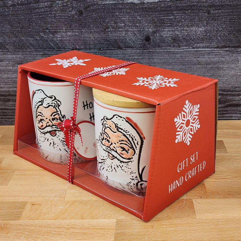 Load image into Gallery viewer, Christmas Santa Claus Mug &amp; Matching Canister Set &amp; Holiday Gift Box Blue Sky
