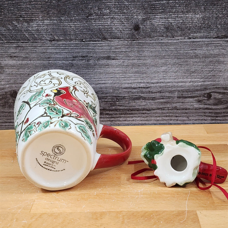 Load image into Gallery viewer, Christmas Cardinal Mug &amp; Matching Ornament Set Holiday &amp; Gift Box Blue Sky
