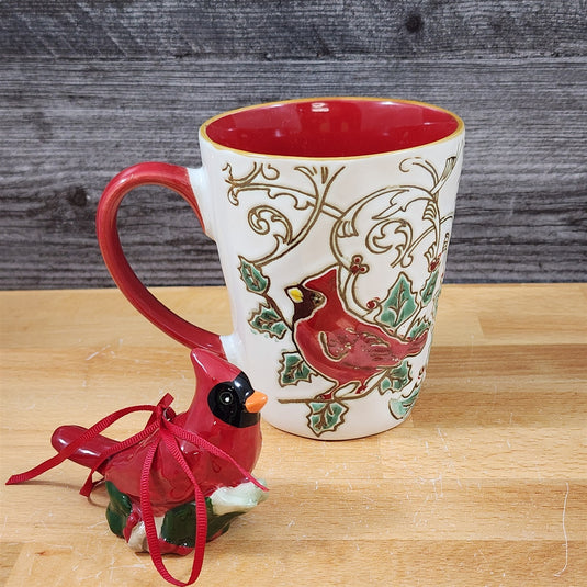Christmas Cardinal Mug & Matching Ornament Set Holiday & Gift Box Blue Sky