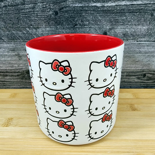 Hello Kitty Ceramic Flower Planter Canister Embossed 5" Pink Red by Blue Sky