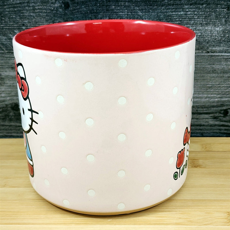 Load image into Gallery viewer, Hello Kitty Ceramic Flower Planter Embossed 6.5" Pink Red Canister by Blue Sky
