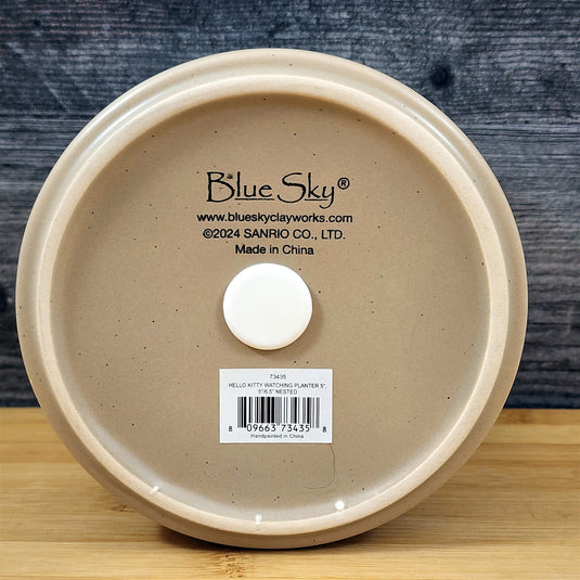 Hello Kitty Ceramic Flower Planter Embossed 5" Pink and Brown Canister Blue Sky