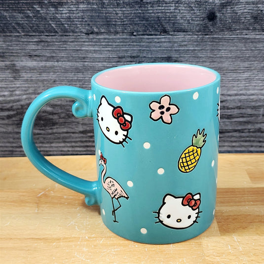 Hello Kitty Summer Fun Coffee Mug & Matching Figurine Set Ceramic Cup Blue Sky