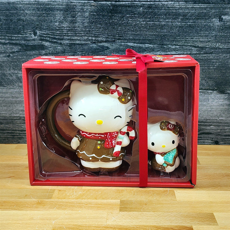 Load image into Gallery viewer, Hello Kitty Gingerbread Coffee Mug &amp; Matching Figurine Set Ceramic Cup Blue Sky
