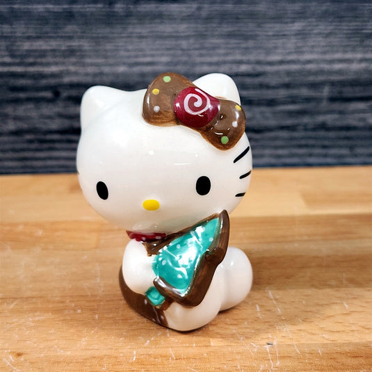 Hello Kitty Gingerbread Coffee Mug & Matching Figurine Set Ceramic Cup Blue Sky