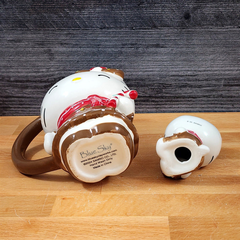 Load image into Gallery viewer, Hello Kitty Gingerbread Coffee Mug &amp; Matching Figurine Set Ceramic Cup Blue Sky
