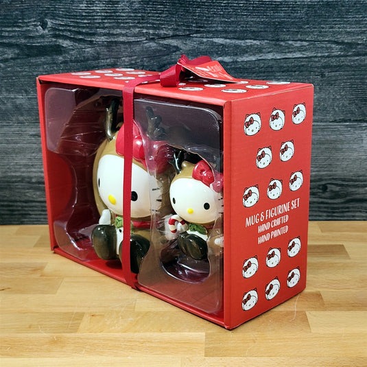 Hello Kitty Reindeer Ceramic Coffee Mug with Matching Figurine Set Cup Blue Sky