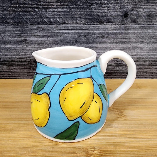 Lemon Sky Sugar Bowl & Creamer Set Ceramic Floral Deco Blue Sky Heather Goldminc