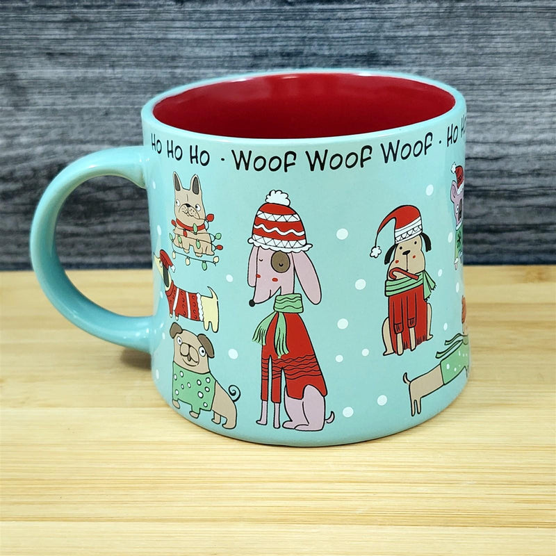 Load image into Gallery viewer, Holiday Christmas Dog Theme Coffee Mug 17oz Embossed Cup Ceramic by Blue Sky
