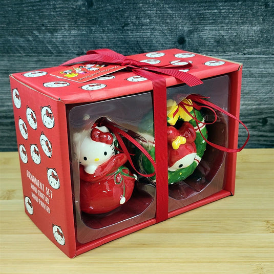 Hello Kitty My Melody Ornament Set Christmas Décor Ceramic Holiday by Blue Sky
