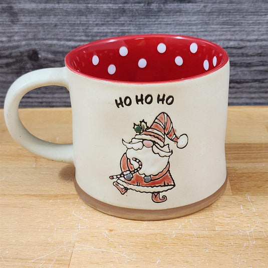 Holiday Santa Coffee Mug Embossed Christmas Cup Red & Beige by Blue Sky