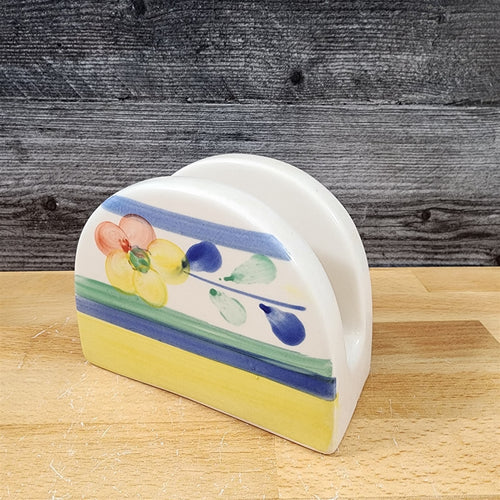 Floral Letter Card Napkin Holder Hand Painted by Alco Industries Ceramic Vintage