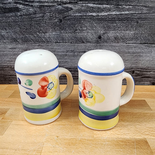Salt Pepper Shaker Colorful Floral Country Ceramic Vintage 1980 Alco Industries