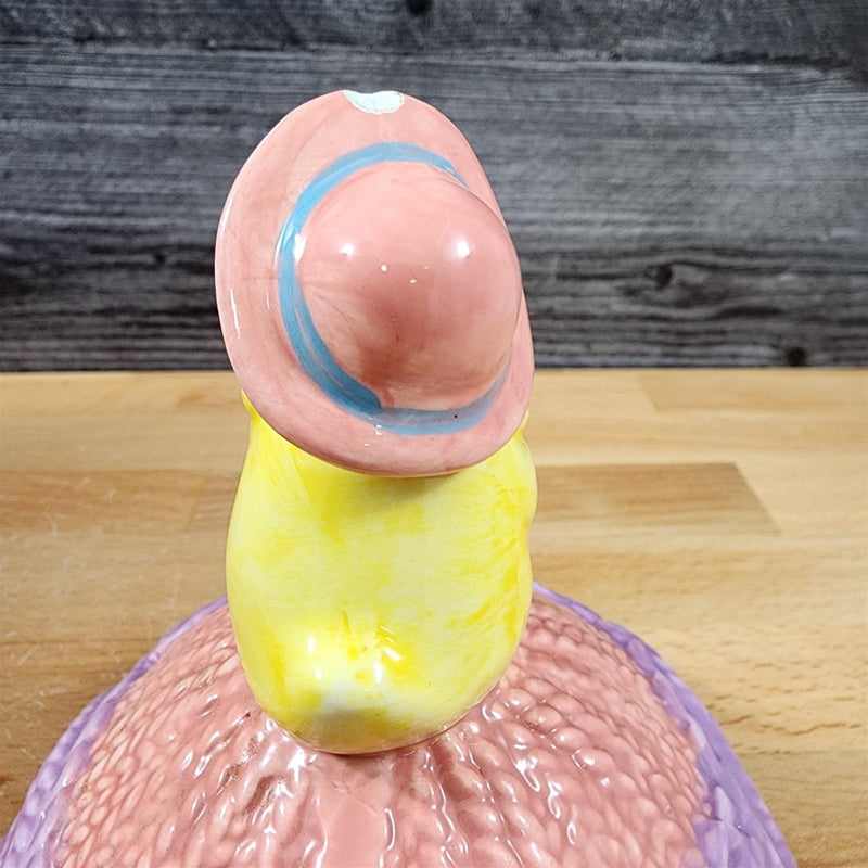 Load image into Gallery viewer, Egg Shaped Easter Jar with Chick on Top Ceramic Embossed 10.5 x 6
