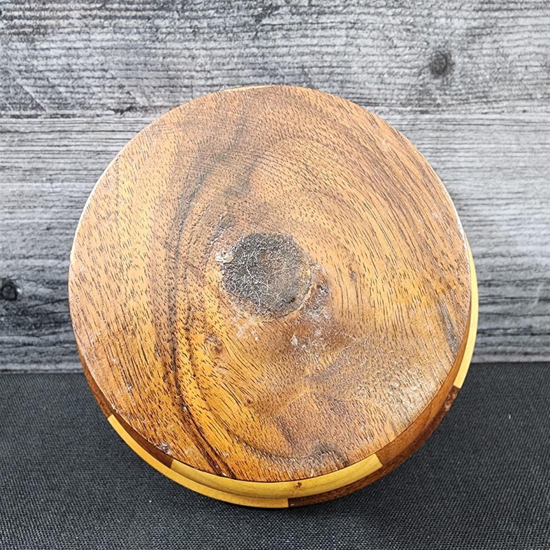 Load image into Gallery viewer, Marquetry Wood Bowl Lathed Segmented Vintage
