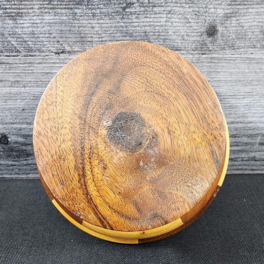 Marquetry Wood Bowl Lathed Segmented Vintage