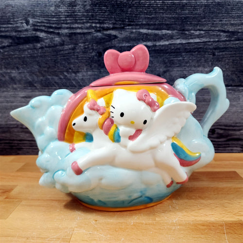 Hello Kitty and Unicorn Mystical Teapot Ceramic by Blue Sky Embossed Decor