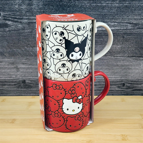 Hello Kitty Coffee Mug Set with Kuromi Ceramic Tea Cup Red & Black Blue Sky 21oz