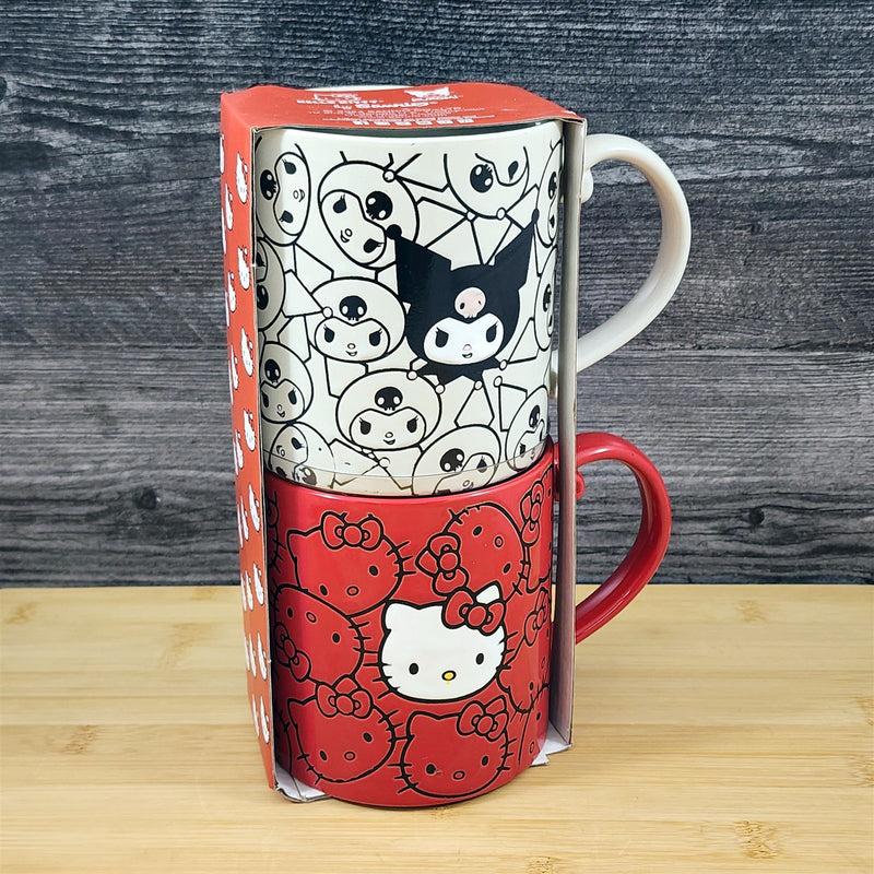 Load image into Gallery viewer, Hello Kitty Coffee Mug Set with Kuromi Ceramic Tea Cup Red &amp; Black Blue Sky 21oz

