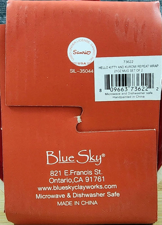 Hello Kitty Coffee Mug Set with Kuromi Ceramic Tea Cup Red & Black Blue Sky 21oz