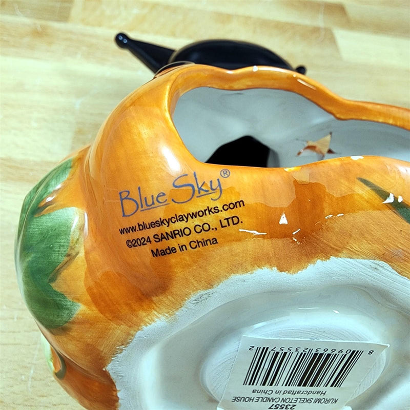 Load image into Gallery viewer, Kuromi Skeleton Halloween Tealight Candle Holder House Ceramic Pumpkin Blue Sky
