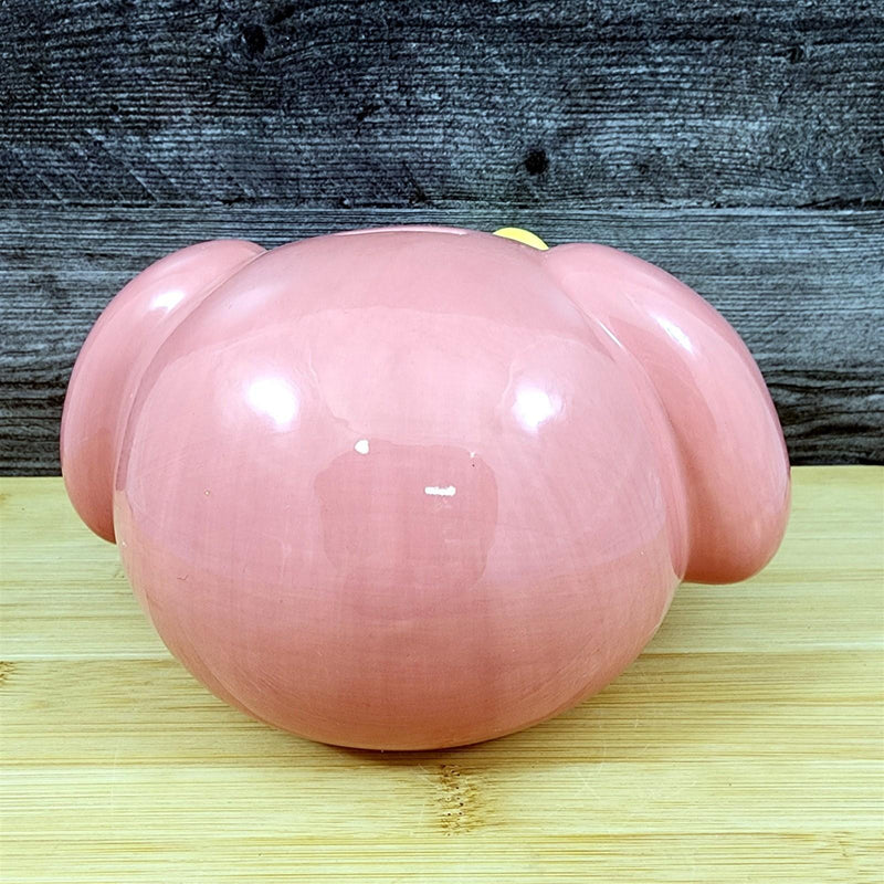 Load image into Gallery viewer, Hello Kitty My Melody Head Bank Ceramic Embossed Pink with Yellow Bow Blue Sky
