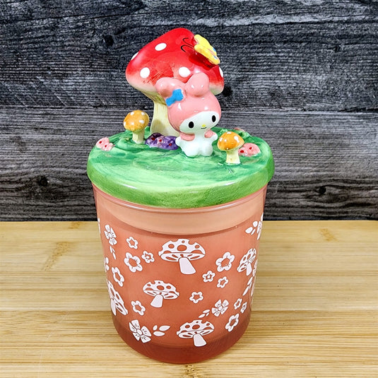 Hello Kitty My Melody Lidded Glass Candle Mushroom Peony Melon Scent Blue Sky