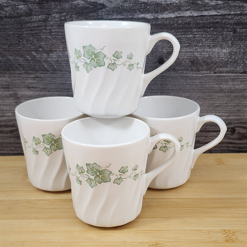 Corelle Set of 4 Mugs Coordinates Callaway Coffee Cup Ceramic Floral Green