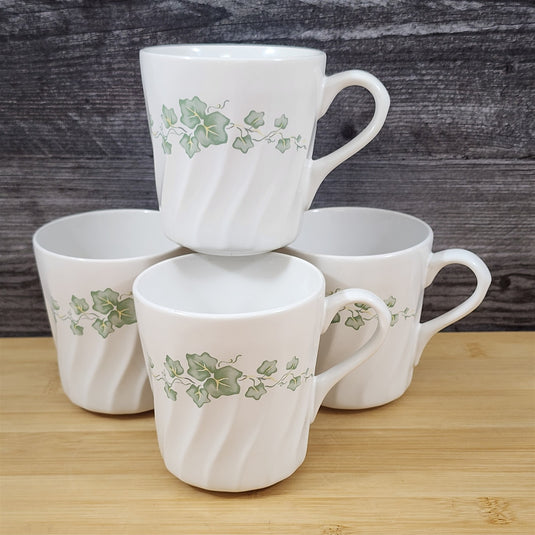 Corelle Set of 4 Mugs Coordinates Callaway Coffee Cup Ceramic Floral Green