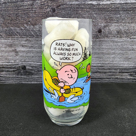 Peanuts Charlie Brown McDonalds Drinking Glass Vintage Schultz Cartoon Tumbler