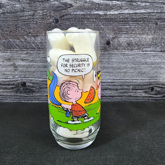 Peanuts Linus McDonalds Drinking Glass Vintage Schultz Cartoon Tumbler 1968
