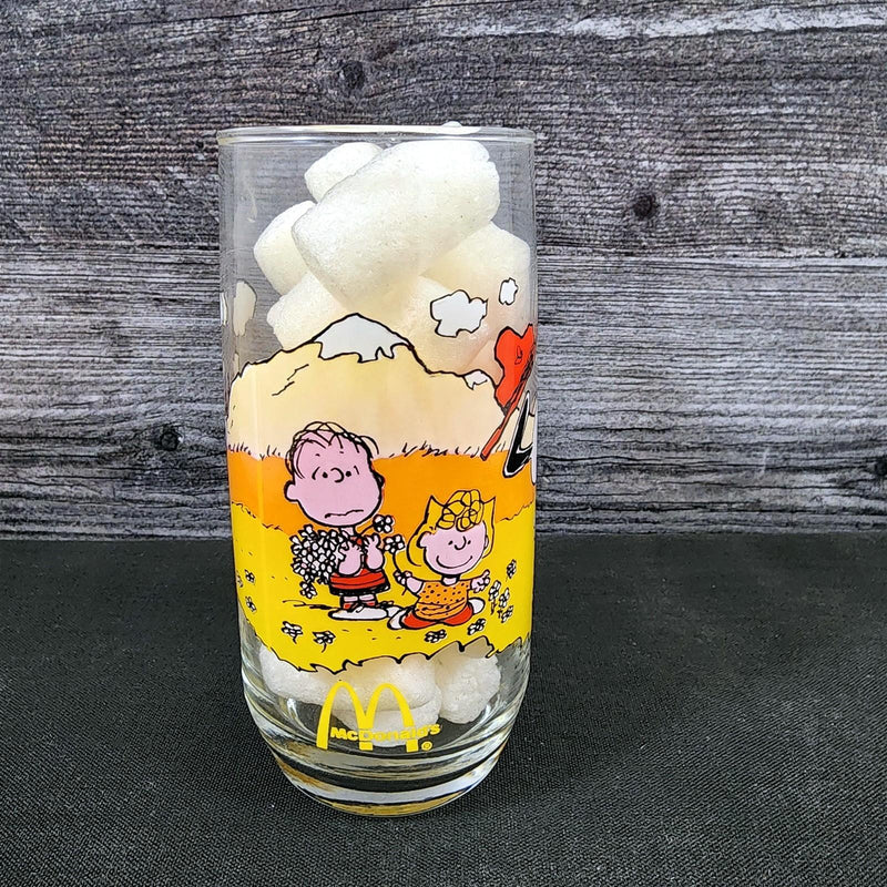 Load image into Gallery viewer, Peanuts Snoopy McDonalds Drinking Glass Vintage Schultz Cartoon Tumbler 1968
