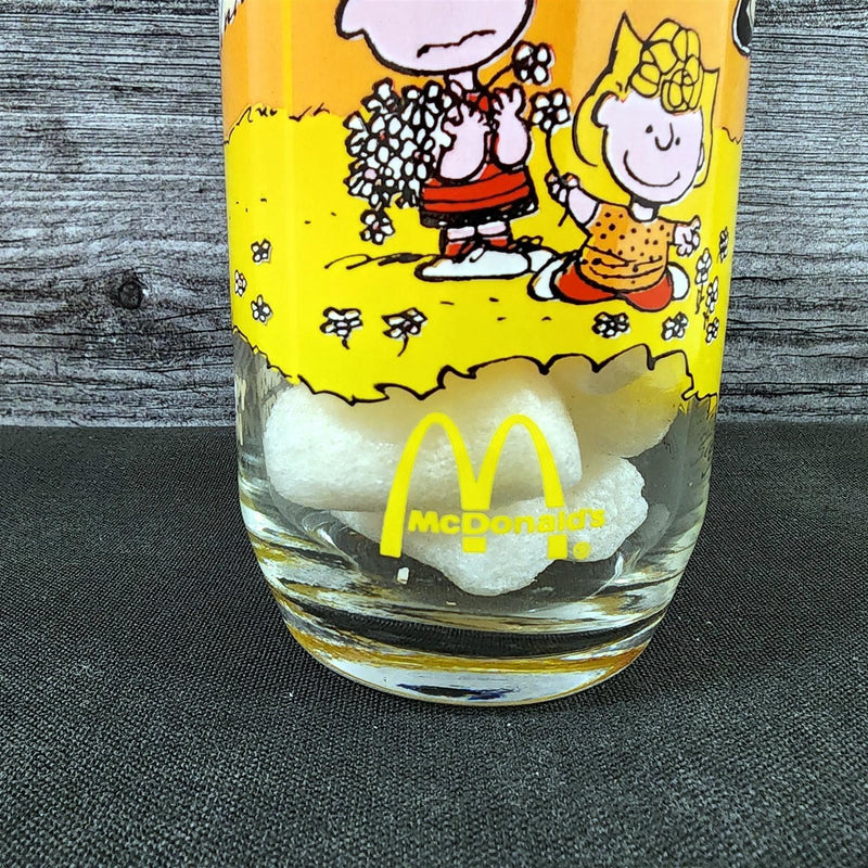 Load image into Gallery viewer, Peanuts Snoopy McDonalds Drinking Glass Vintage Schultz Cartoon Tumbler 1968
